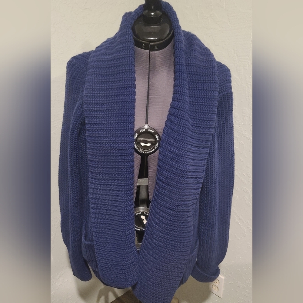 J. Crew heavy cozy ribbed cardigan women's blue size large